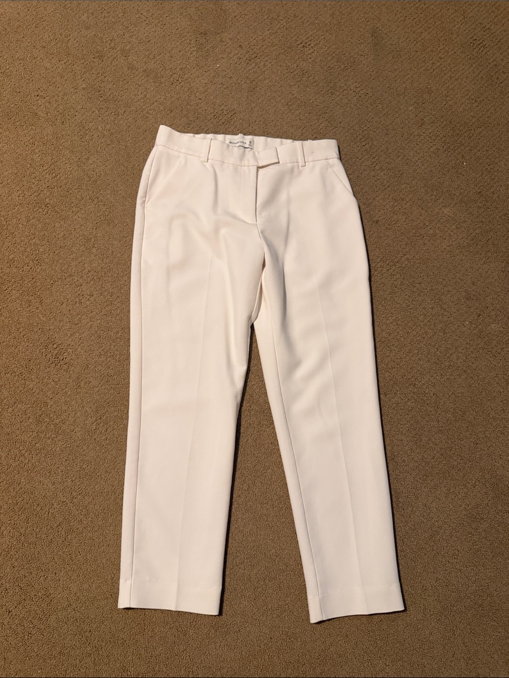 Abercrombie & Fitch Men's Cream Dress Pants - Flat Front